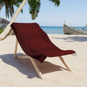 Dark Red Gothic Pattern Beach Towel - Unique Gothic Beach Towel, Red Beach Blanket, Beach Towel with Dark Pattern, Gothic Home Decor, Gothic