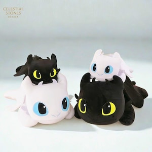 Toothless & Light Fury Plush Set – Cute Couple Dragon Toys