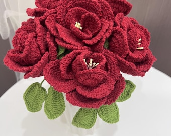 Rosa de crochet hecha a mano: un regalo eterno de San Valentín para tu esposa o novia