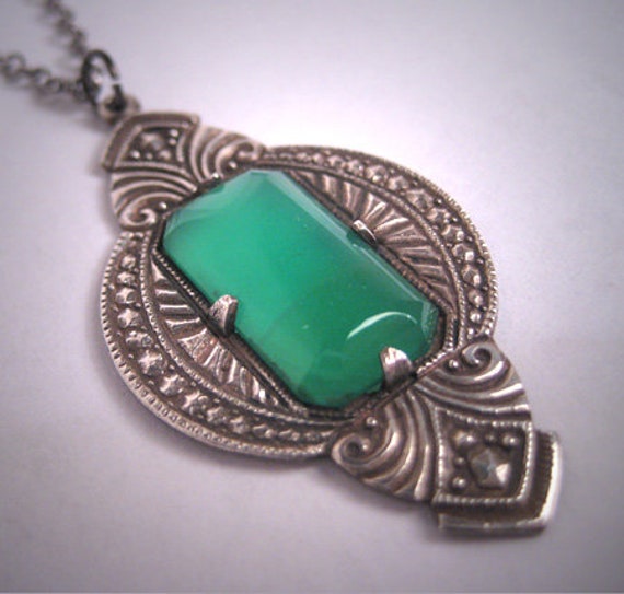 Antique Australian Green Jade Necklace Lavaliere Pendant | Etsy