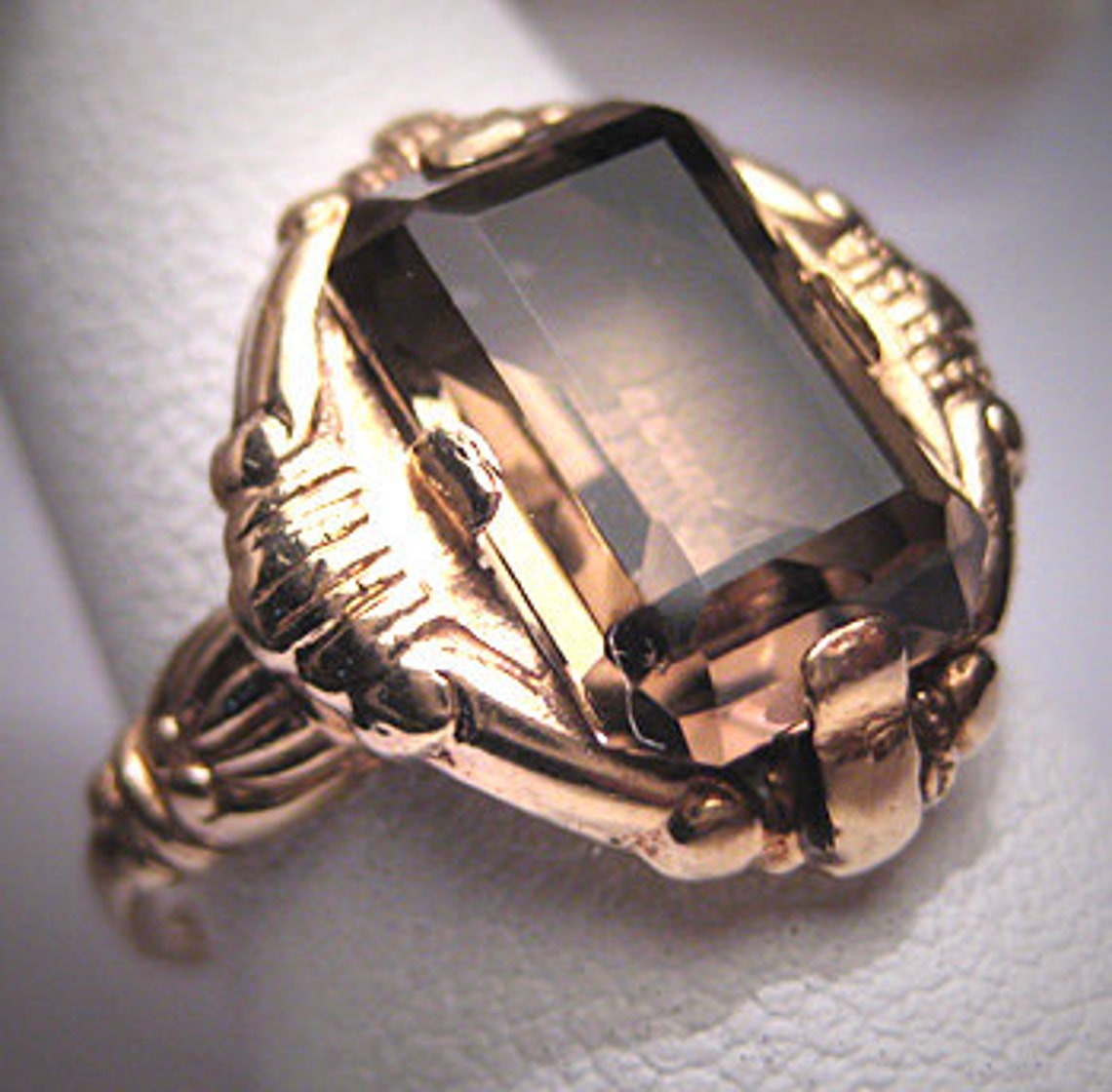 Antique Chocolate Topaz Ring Vintage Art Deco Wedding Etsy