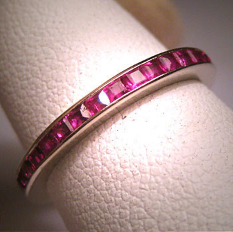 Antique Ruby Eternity Band Vintage Art Deco White Gold Wedding | Etsy