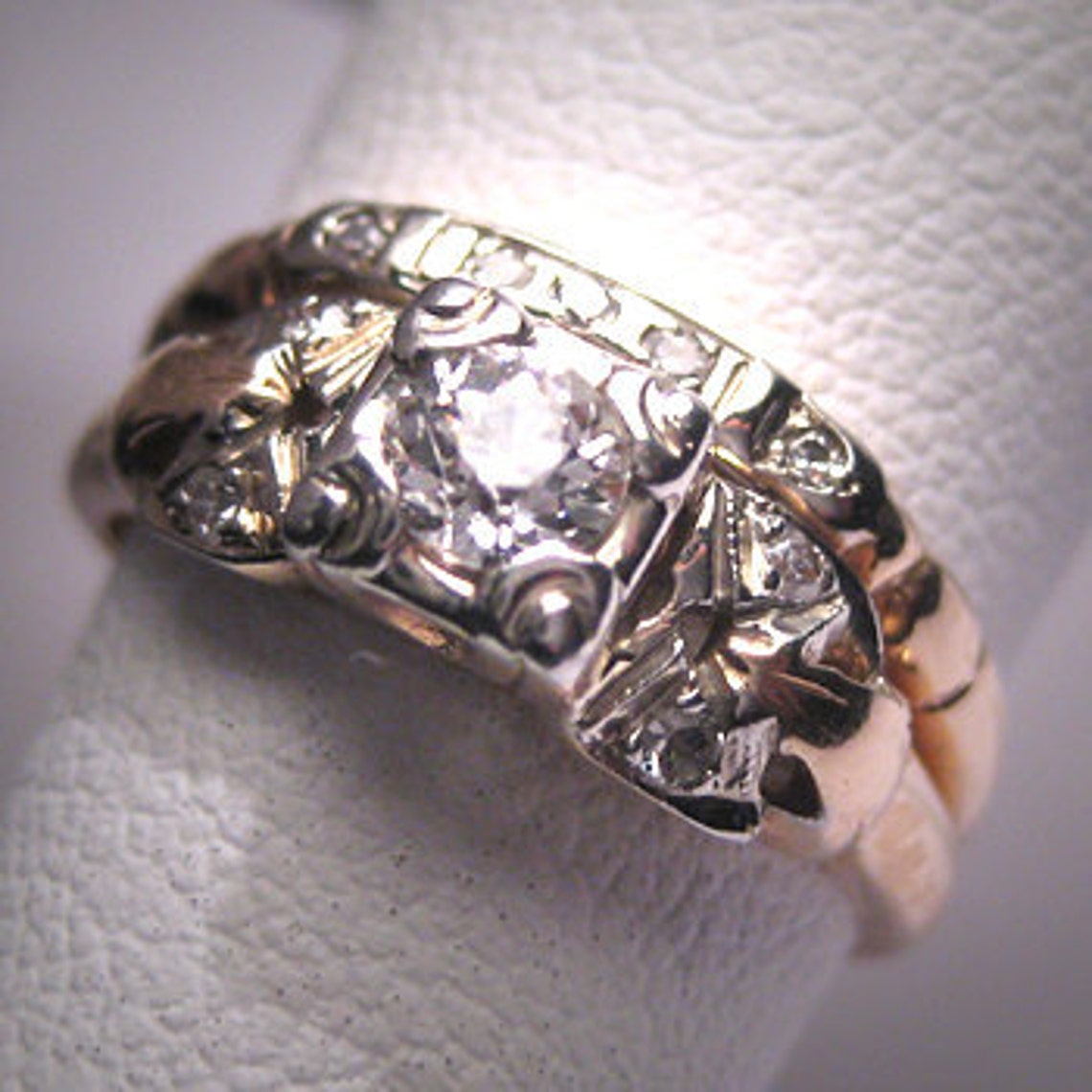 Antique Diamond Wedding Ring Set 18K Vintage Art Deco Etsy