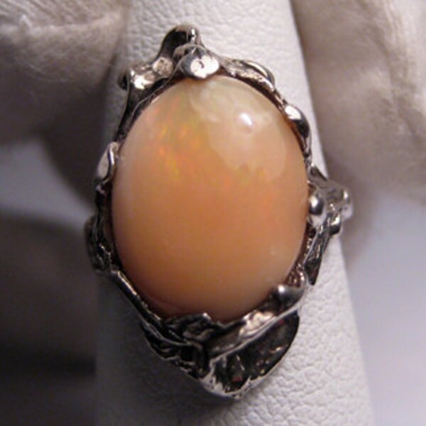 Antique Art Nouveau Opal Ring Vintage Silver Victorian