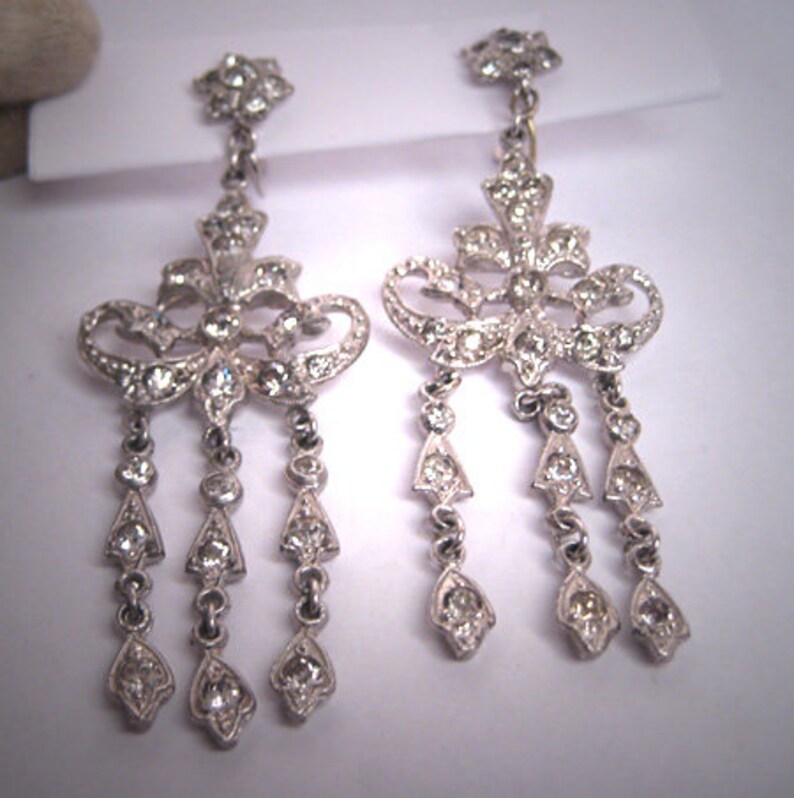 Rare Long Antique Paste Earrings Vintage Art Deco 1920 Etsy