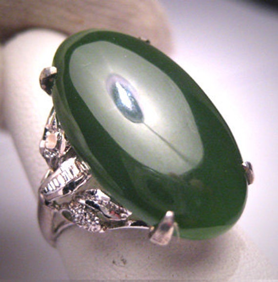 Antique Green Jade Ring Vintage Retro Art Deco Mid Century Etsy