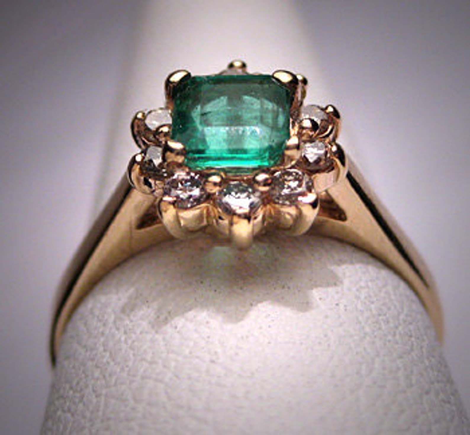 Antique Vintage Emerald Diamond Wedding Ring Retro Deco H. | Etsy