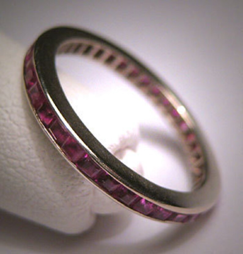 Antique Ruby Eternity Band Vintage Art Deco White Gold Wedding | Etsy