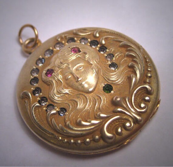 Rare Antique Art Nouveau Gold Locket Victorian Woman Dream | Etsy
