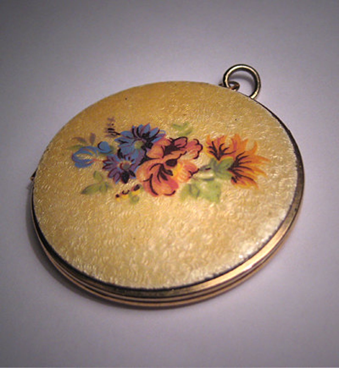 Antique Enamel Locket Vintage Art Deco Floral Necklace Etsy