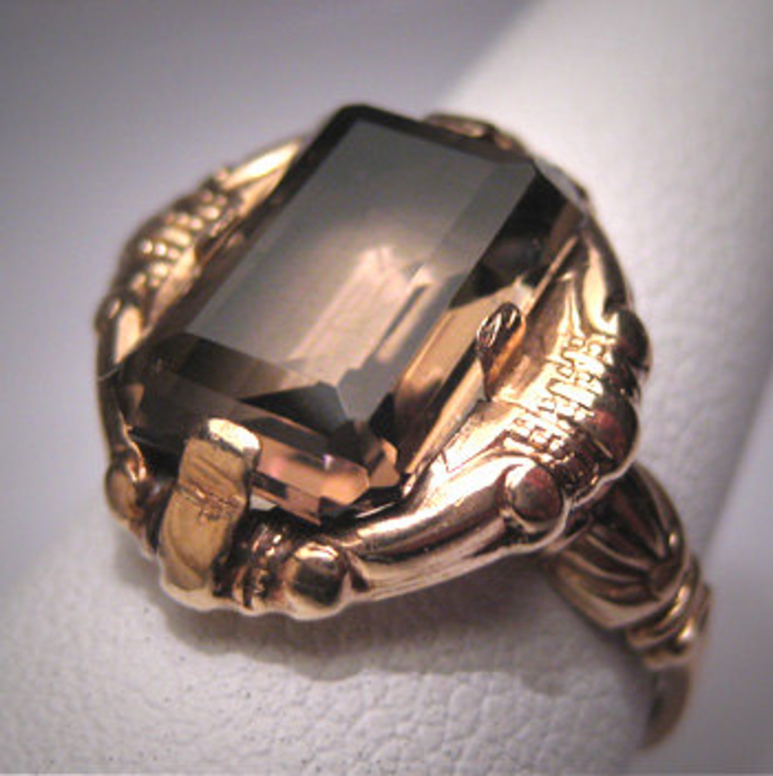 Antique Chocolate Topaz Ring Vintage Art Deco Wedding Etsy