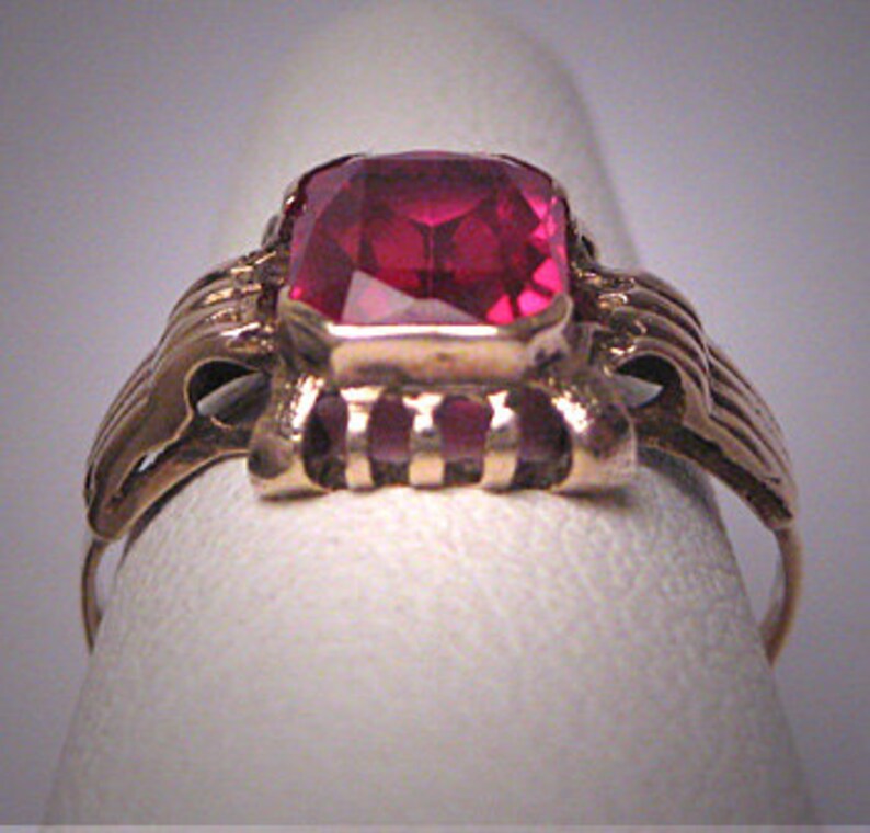 Antique Ruby Ring Vintage Art Deco Gold Wedding 1920 Etsy