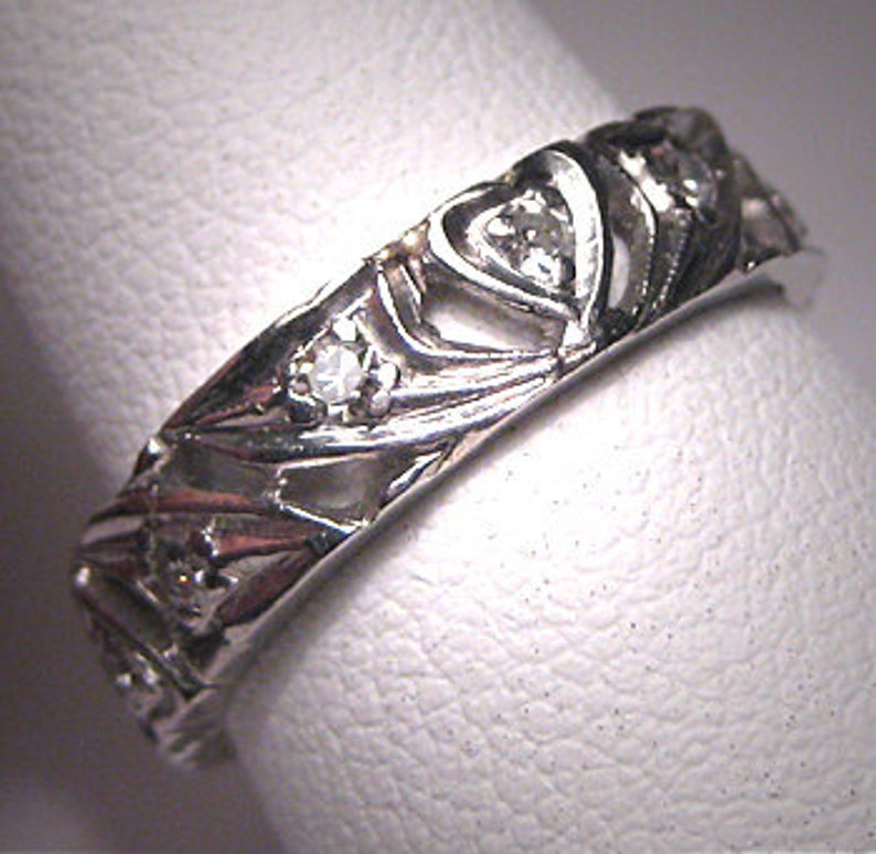 Antique Platinum Diamond Wedding Band Ring Vintage Deco Etsy