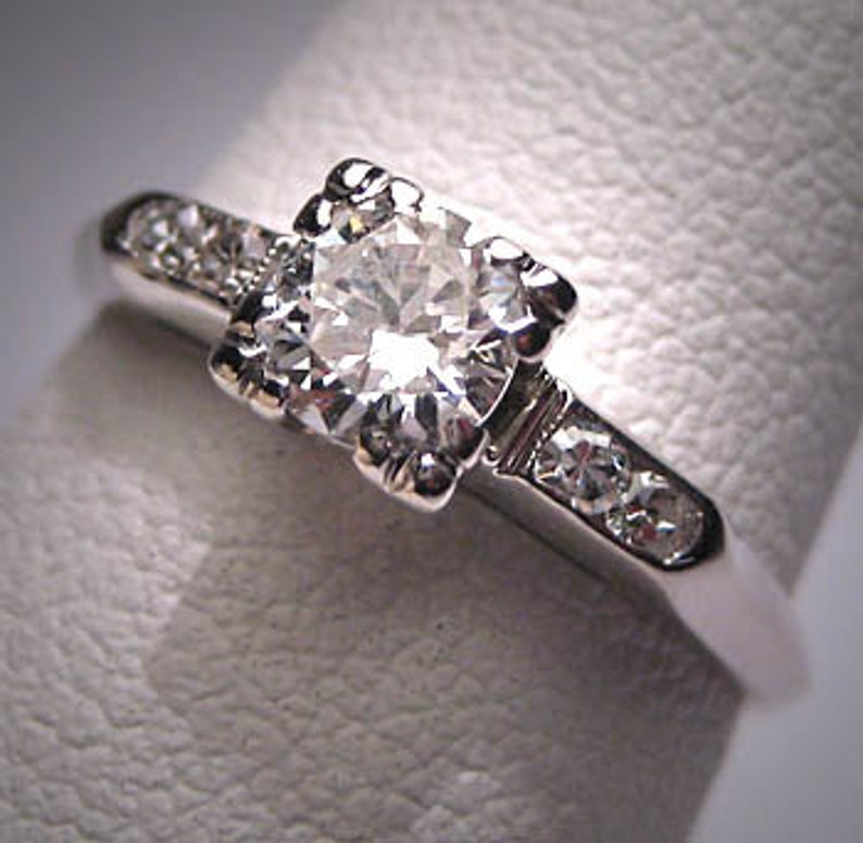 Antique Diamond Wedding Ring Vintage Art Deco 18K White