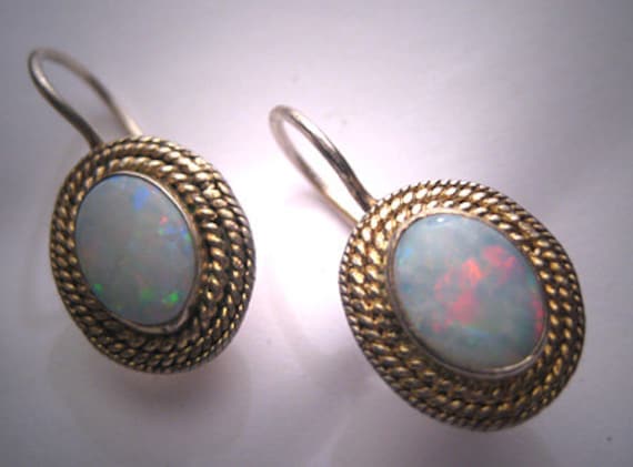 Vintage Australian Opal Earrings Victorian Georgia