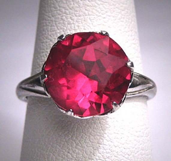 Antique Ruby Ring Victorian Art Deco Vintage Silve