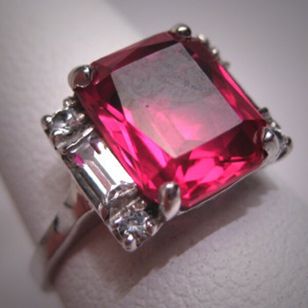 Antique Ruby Ring Vintage Art Deco Wedding W. Sapphire