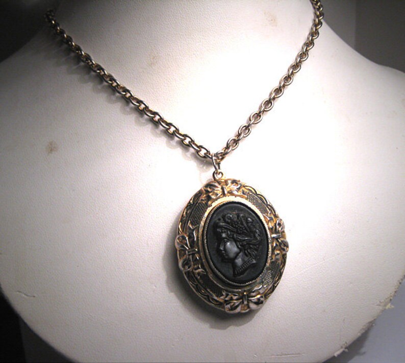 Antique Cameo Locket Necklace Chain Victorian Vintage | Etsy