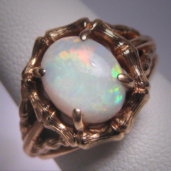 Antique Australian Opal Ring Vintage Gold Retro Deco Wedding | Etsy