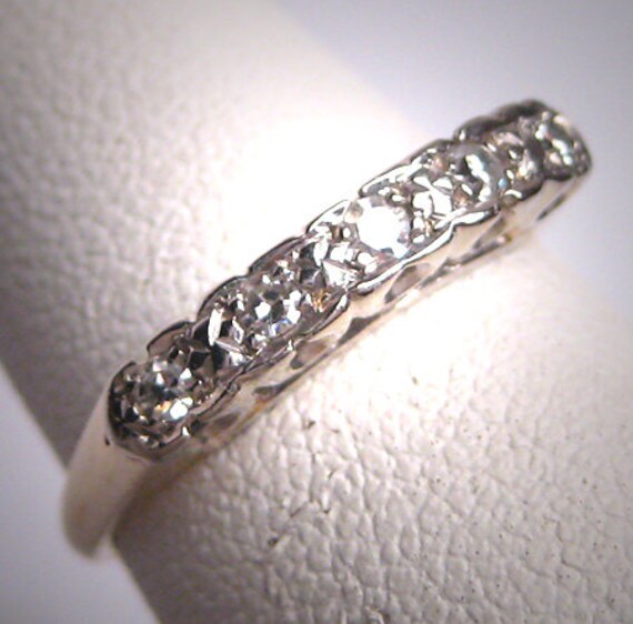 Antique Diamond Wedding Ring Band Vintage Art Deco