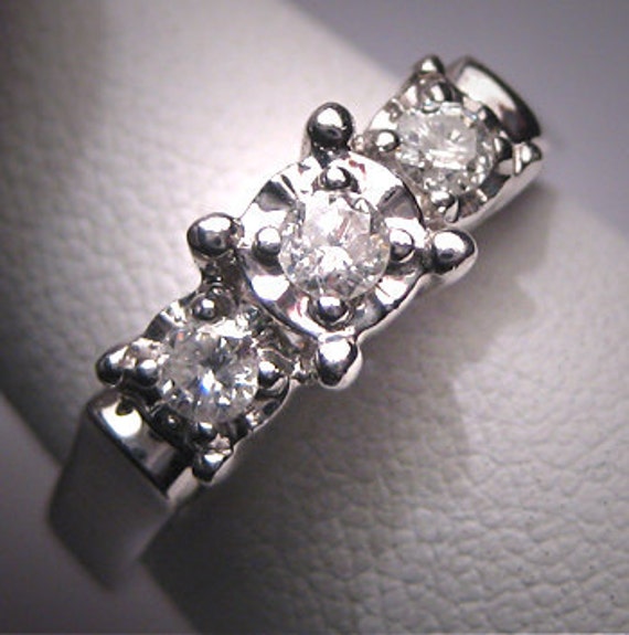 Estate Diamond Wedding Ring Band Vintage Art Deco WGold | Etsy