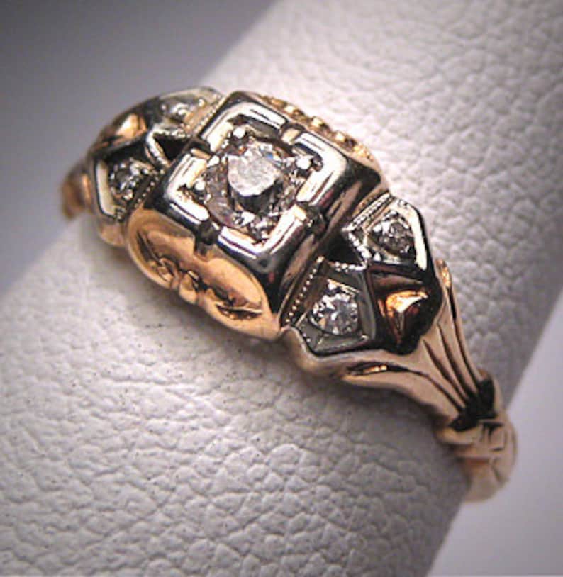 Antique Diamond Wedding Ring Vintage Victorian Art Deco Etsy