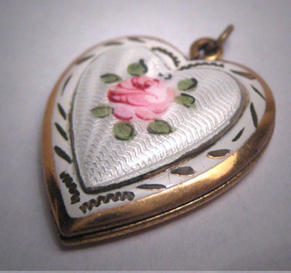 Antique Guilloche Enamel Locket Pendant Victorian