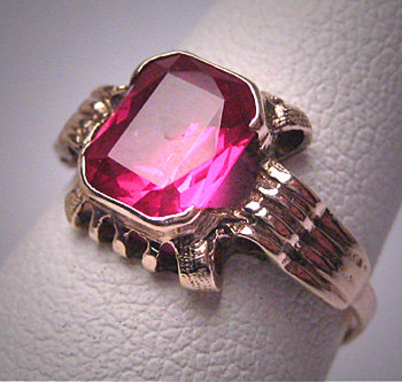 Antique Ruby Ring Vintage Art Deco Gold Wedding 1920 Etsy