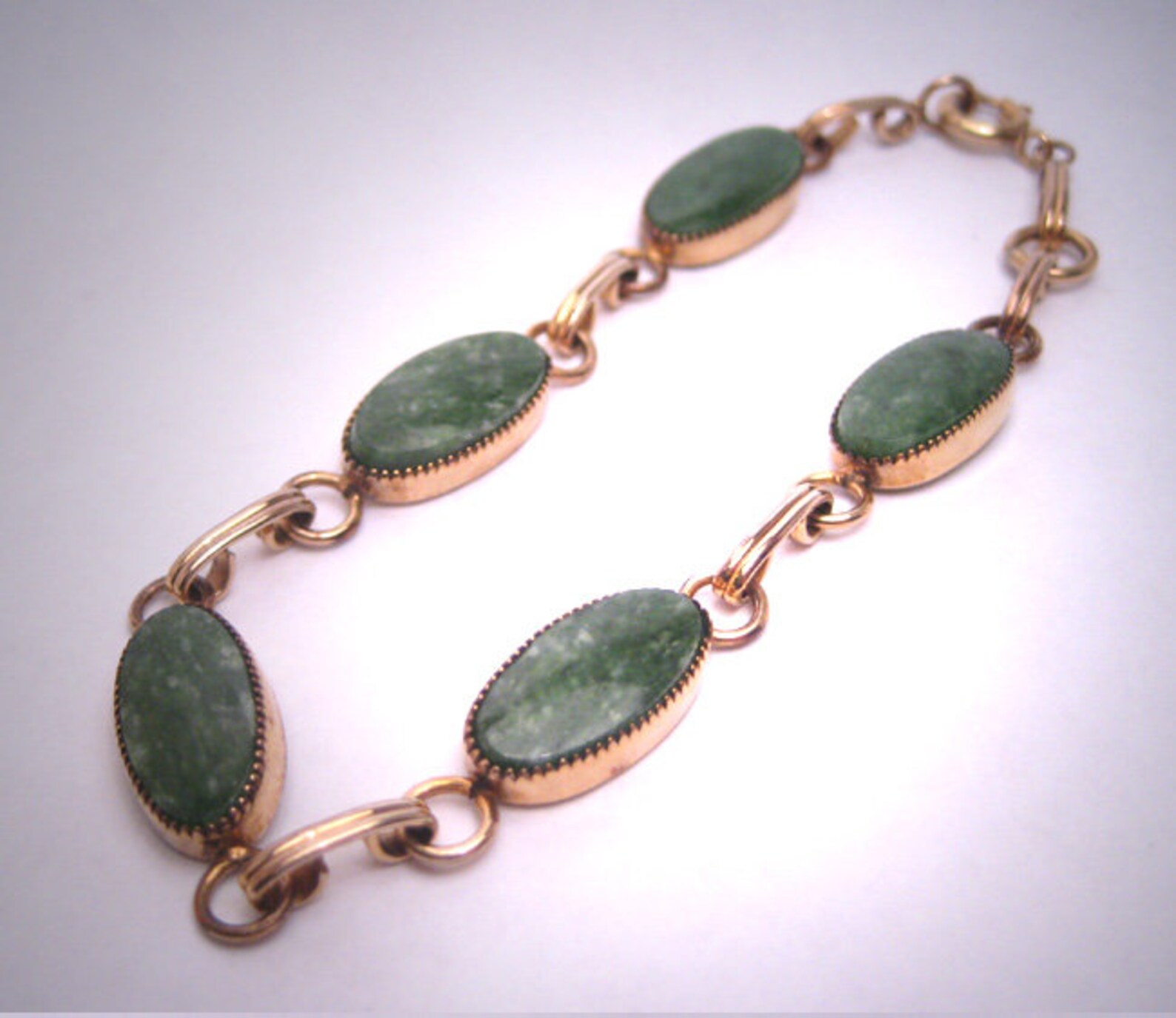 Antique Gold Jade Bracelet Vintage Art Deco | Etsy