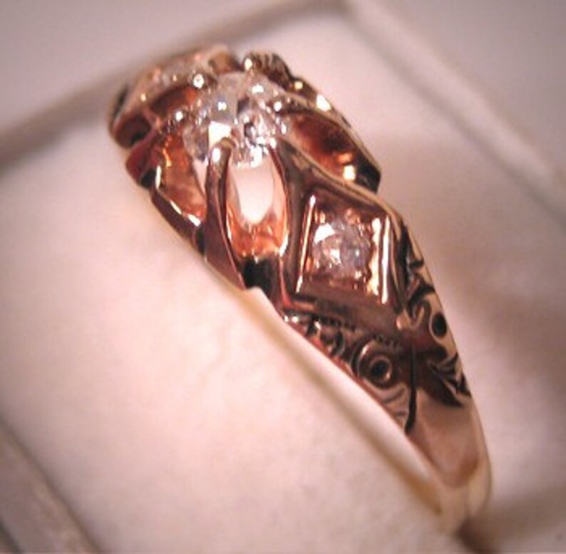 Antique Diamond Wedding Ring Vintage Victorian Gold 7 Etsy