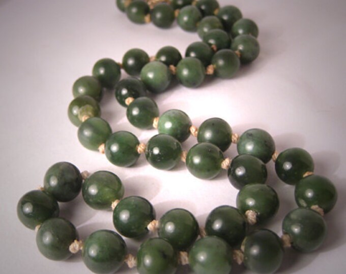 Vintage Jade Bead Strand Necklace 10mm 14K Gold Antique - Etsy