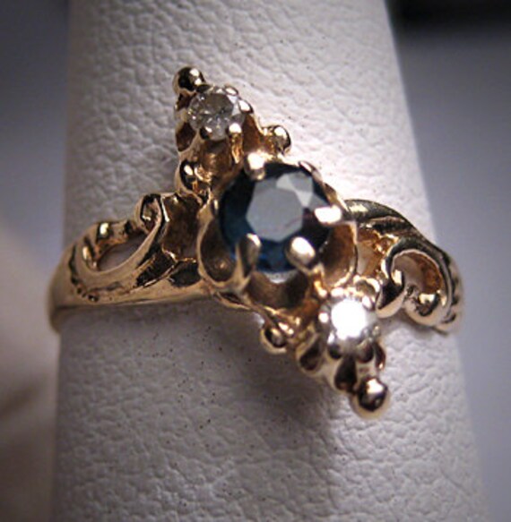 Antique Sapphire Diamond Ring Wedding Vintage Vict