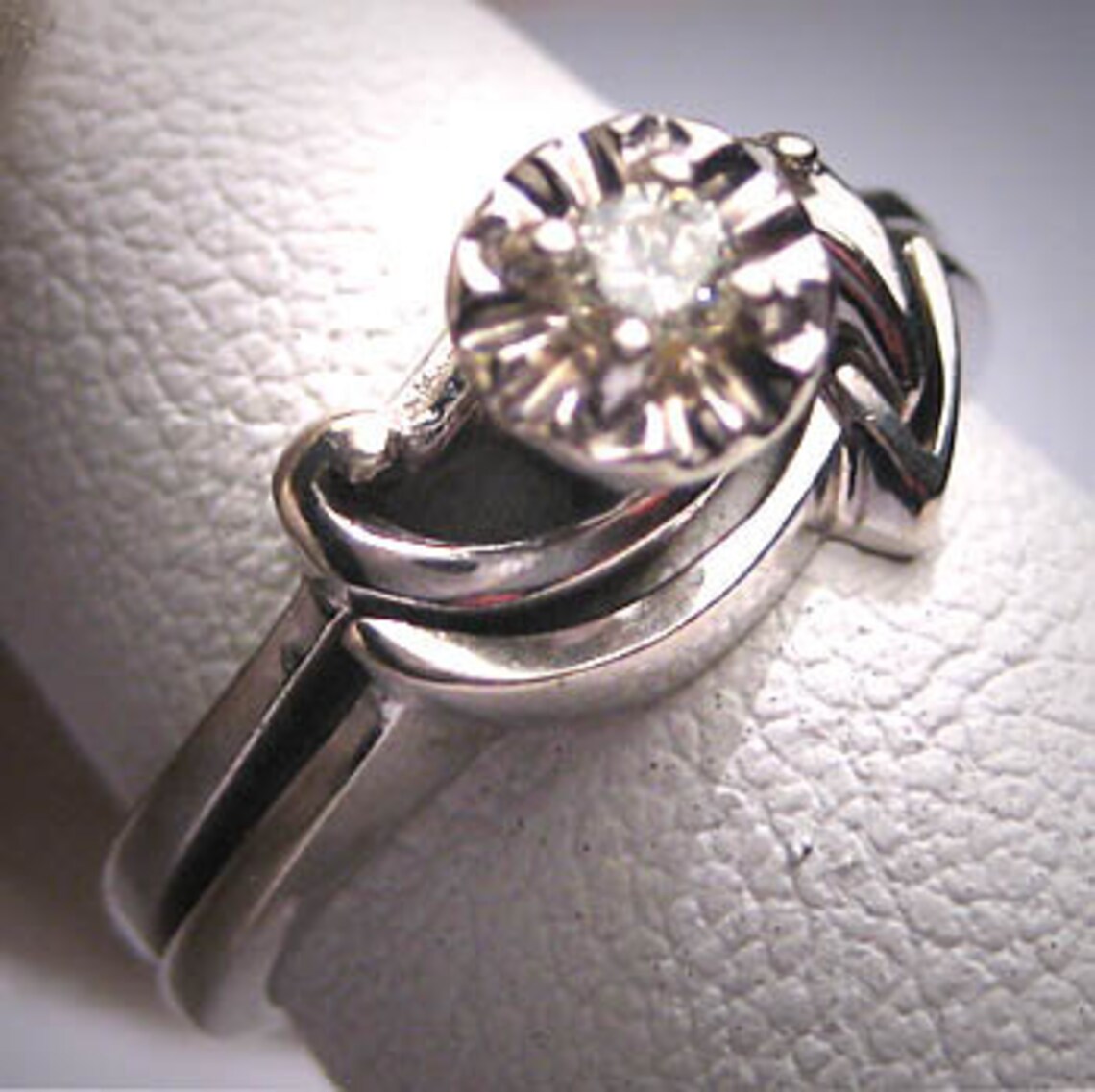 Antique Diamond Wedding Ring Set Vintage Art Deco 2pc Etsy