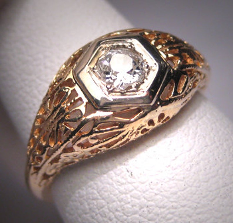 Antique Diamond Wedding Ring Vintage Filigree Victorian