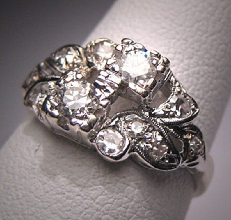 Antique Diamond Wedding Ring Band Vintage Art Deco 1920 Etsy