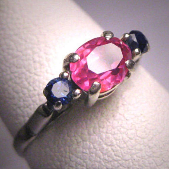 Antique Platinum Ruby Sapphire Wedding Ring Vintag