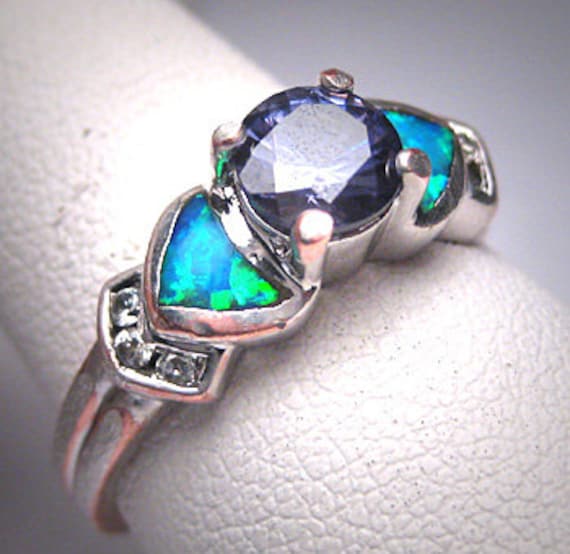 Vintage Tazanite Opal Ring Estate Retro Wedding Engagement | Etsy