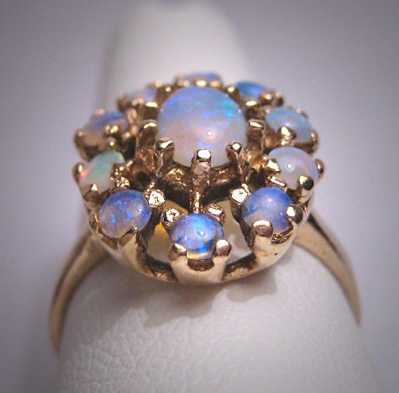 Antique Australian Opal Ring Vintage Art Deco Wedding 1930 Etsy