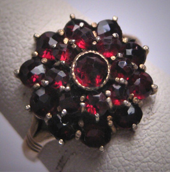 Antique Victorian Bohemian Garnet Ring Vintage Wed