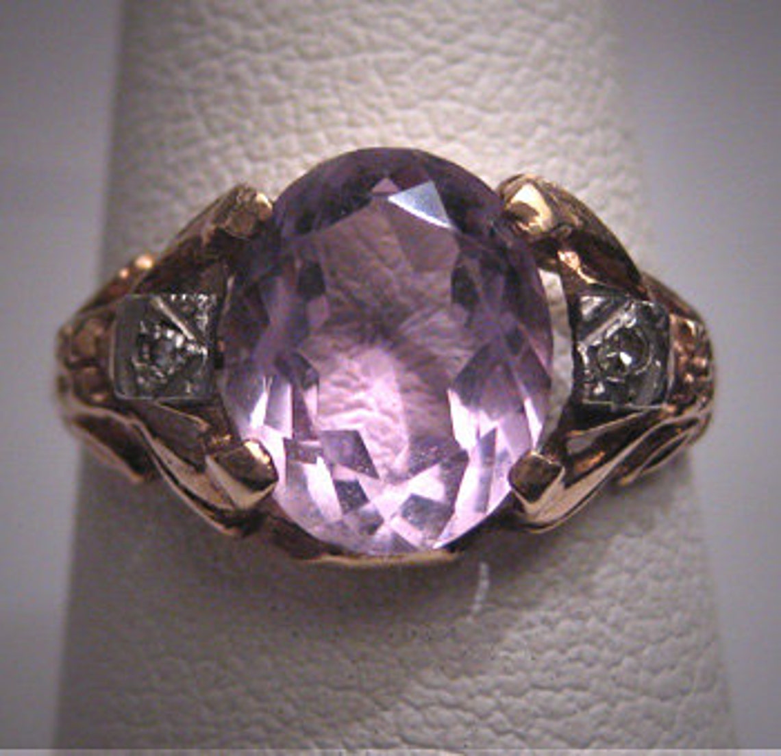 Antique Rose De France Amethyst Diamond Wedding Ring Vintage | Etsy