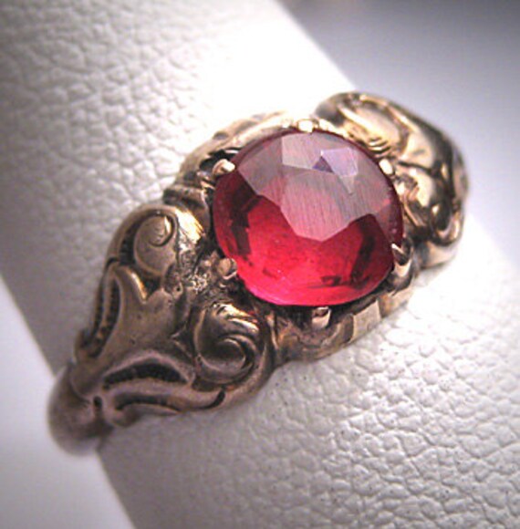 Antique Ruby Wedding Ring Vintage Victorian Georgi
