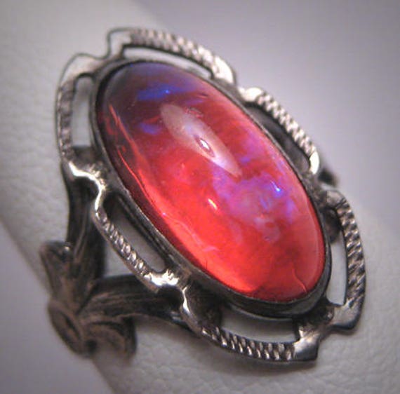 Antique Dragons Breath Opal And Sterling Silver Neckl Gem Antique Dragons Breath Opal And Sterling Silver Neckl Gem