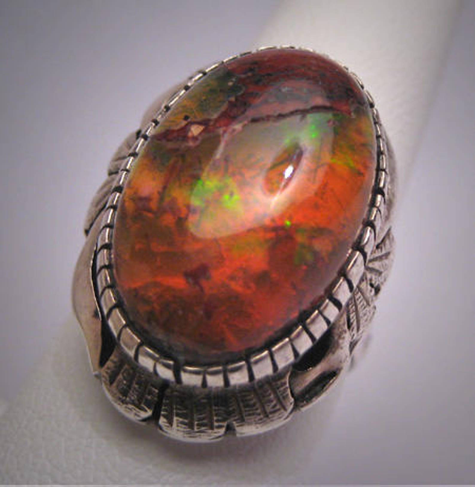 Vintage Fire Opal Ring 8ct Antique Retro Modernist 50s Etsy