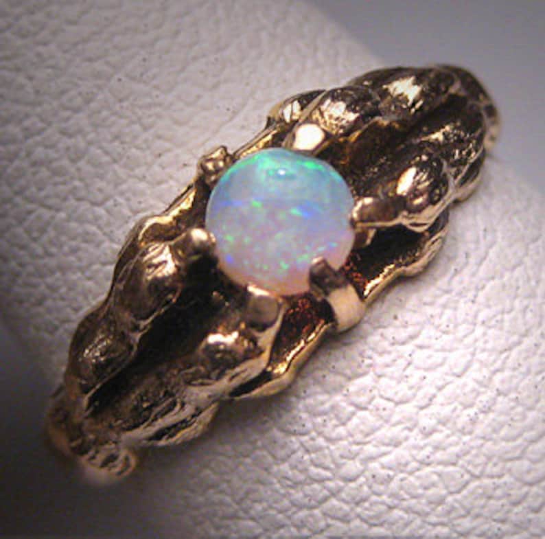 Antique Australian Opal Wedding Ring Victorian Band 14K