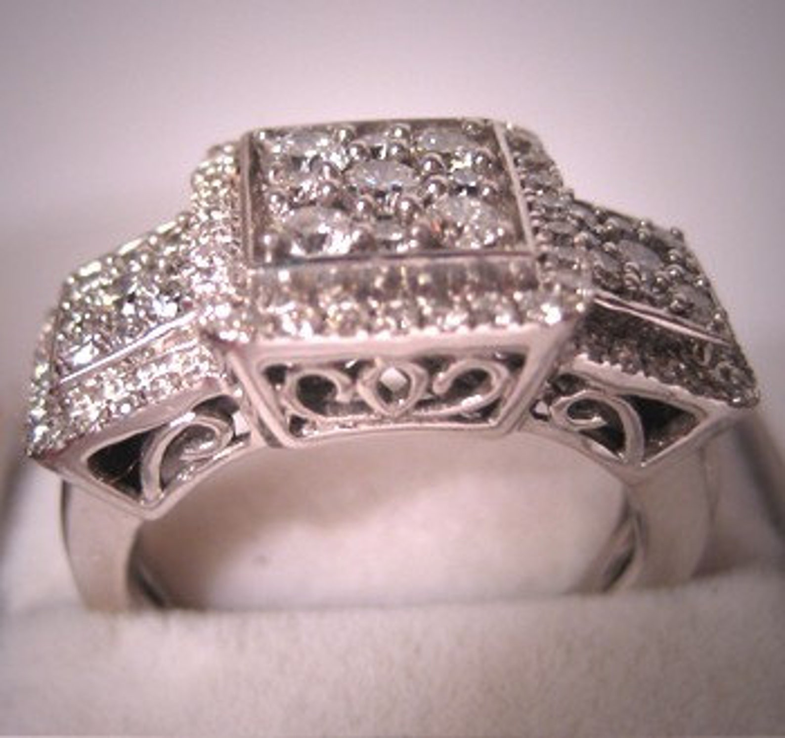 Estate Diamond Wedding Ring Vintage Deco Style 1.5ct Band