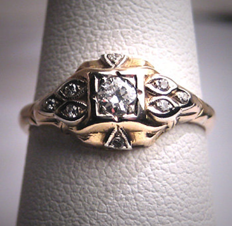 Antique Diamond Wedding Ring Vintage Victorian Art Deco