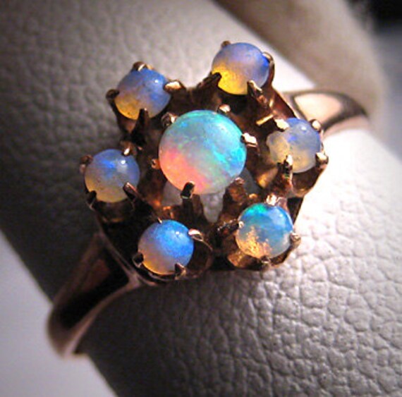 Antique Opal Ring Vintage Victorian Wedding Rose G