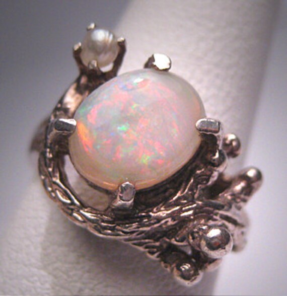 Antique Vintage Australian Opal Pearl Ring Wedding Deco | Etsy