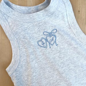 Coquette baby tee Embroidered tank top personalized locket Dainty Cute Bachelorette Party Shirt Vintage Aesthetic Wedding Bridal Gift Top