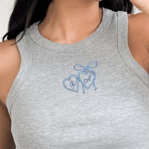 Coquette baby tee Embroidered tank top personalized locket Dainty Cute Bachelorette Party Shirt Vintage Aesthetic Wedding Bridal Gift Top